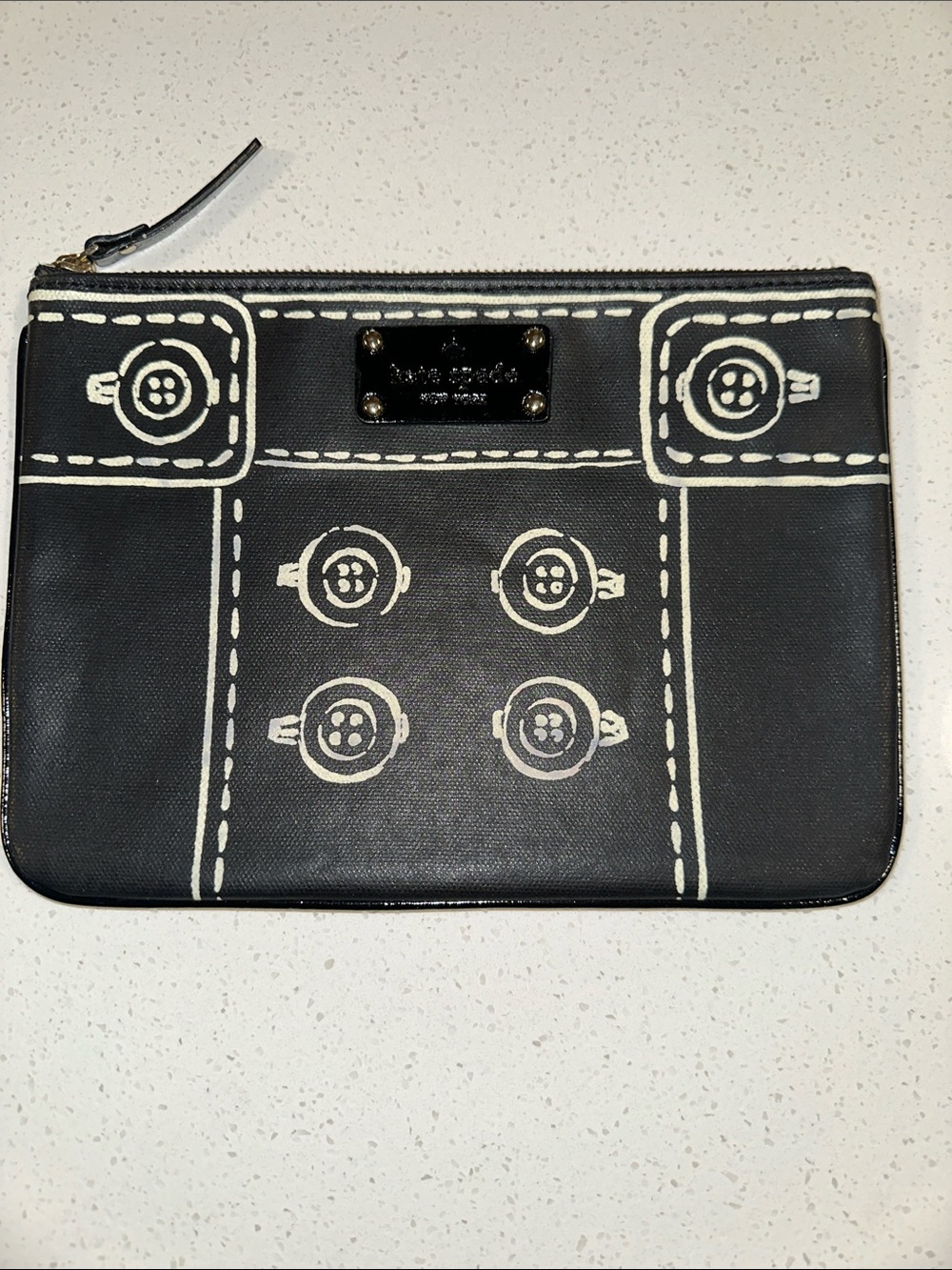 kate spade Black and Cream Printed Zip Pouch